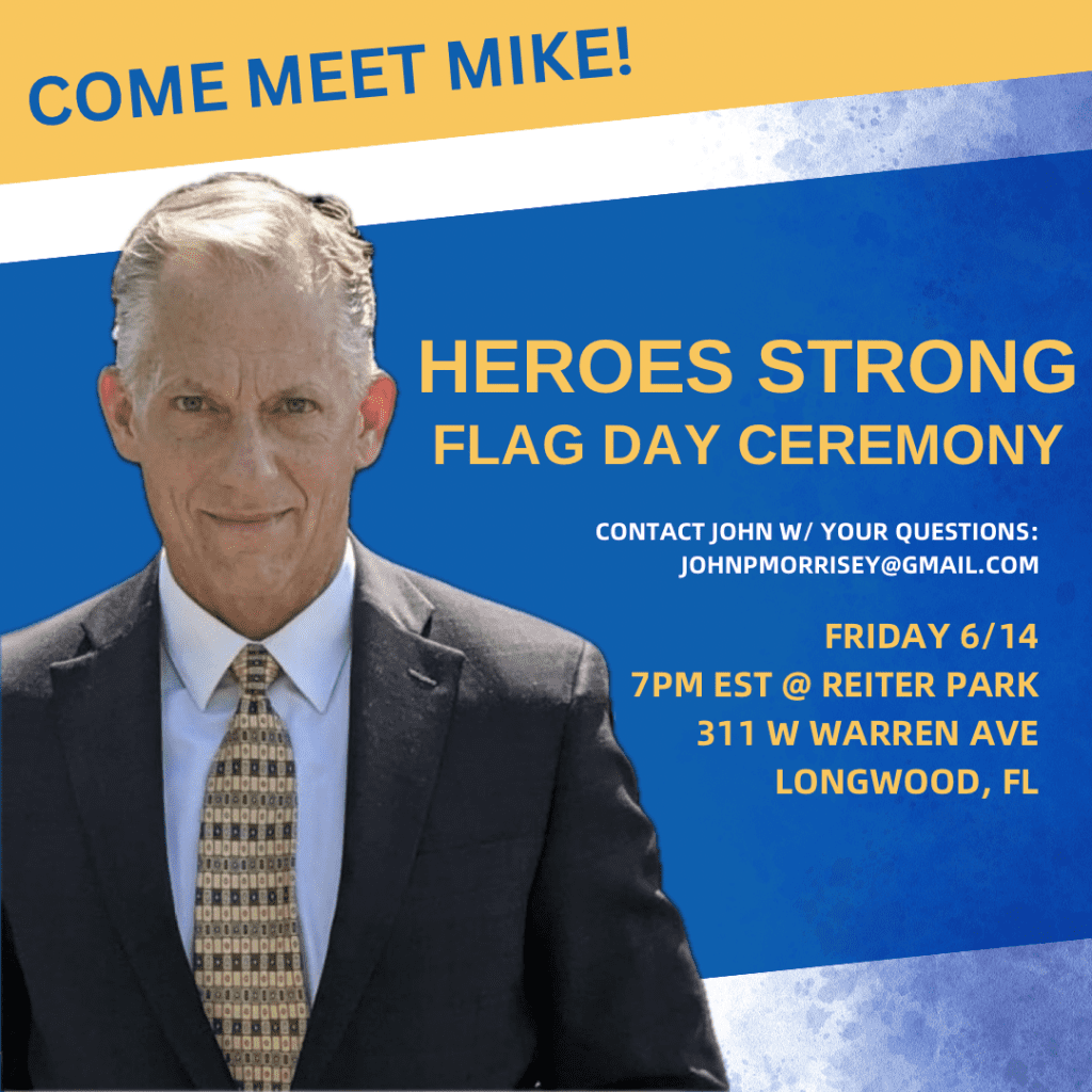 Libertarian Party Vice Presidential Nominee Mike ter Maat on a graphic describing a campaign event.