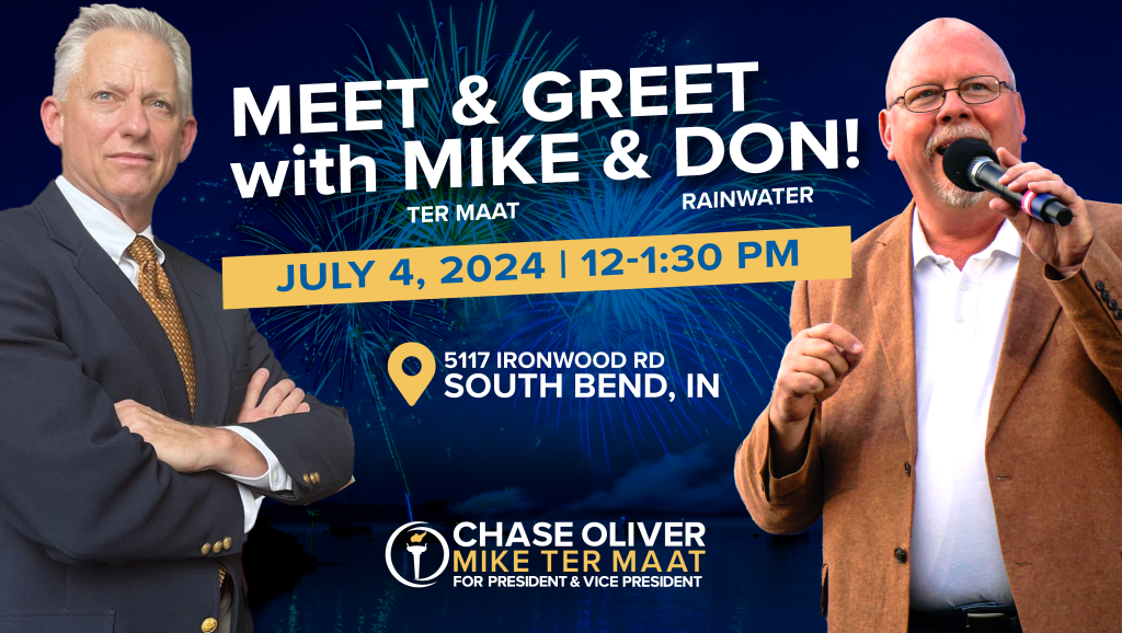 Graphic with a description of the event and a photo of Mike ter Maat and Donald Rainwater